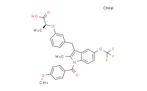 MC823395 | 393794-17-7 | Propanoic acid, 2-[3-[[1-(4-methoxybenzoyl)-2-methyl-5-(trifluoromethoxy)-1H-indol-3-yl]methyl]phenoxy]-, (2S)-
