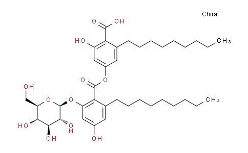 MC823642 | 676565-22-3 | Benzoic acid, 2-(β-D-glucopyranosyloxy)-4-hydroxy-6-nonyl-, 4-carboxy-3-hydroxy-5-nonylphenyl ester