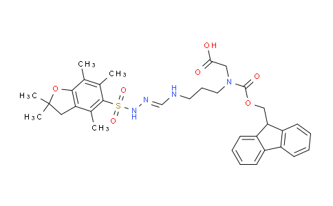 CAS No. 1820590-35-9, Glycine, N-[3-[[[[(2,3-dihydro-2,2,4,6,7-pentamethyl-5-benzofuranyl)sulfonyl]amino]iminomethyl]amino]propyl]-N-[(9H-fluoren-9-ylmethoxy)carbonyl]-