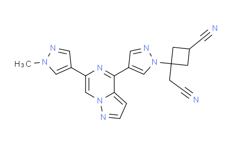 DY824134 | 2127109-84-4 | (1r,3r)-3-(cyanomethyl)-3-(4-(6-(1-methyl-1H-pyrazol-4-yl)pyrazolo[1,5-a]pyrazin-4-yl)-1H-pyrazol-1-yl)cyclobutanecarbonitrile