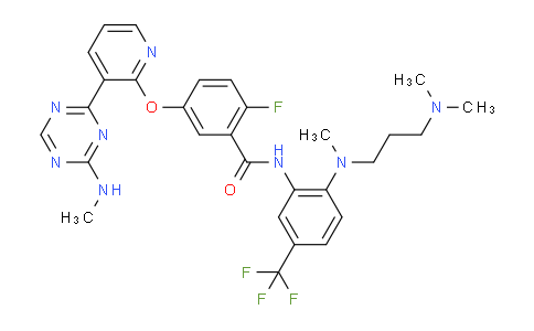 870225-11-9 | Benzamide, N-[2-[[3-(dimethylamino)propyl]methylamino]-5-(trifluoromethyl)phenyl]-2-fluoro-5-[[3-[4-(methylamino)-1,3,5-triazin-2-yl]-2-pyridinyl]oxy]-