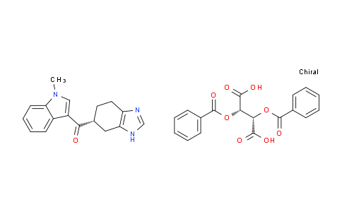 DY824552 | 905441-34-1 | Butanedioic acid, 2,3-bis(benzoyloxy)-, (2S,3S)-, compd. with (1-methyl-1H-indol-3-yl)[(6R)-4,5,6,7-tetrahydro-1H-benzimidazol-6-yl]methanone (1:1)