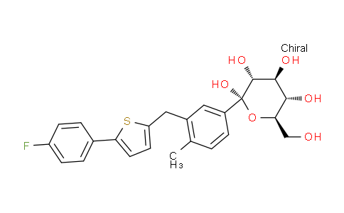 CAS No. 1672658-93-3, (2S,3R,4S,5S,6R)-2-(3-((5-(4-Fluorophenyl)thiophen-2-yl)methyl)-4-methylphenyl)-tetrahydro-6-(hydroxymethyl)-2H-pyran-2,3,4,5-tetraol