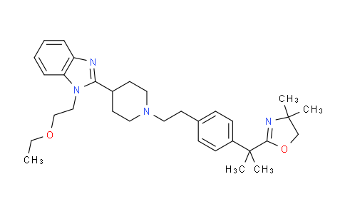DY825641 | 202189-77-3 | 2-(2-(4-(2-(4-(1-(2-ethoxyethyl)-1H-benzo[d]imidazol2yl) piperidin-1-yl) ethyl) phenyl) propan-2-yl)-4,4dimethyl-4,5- dihydrooxazole