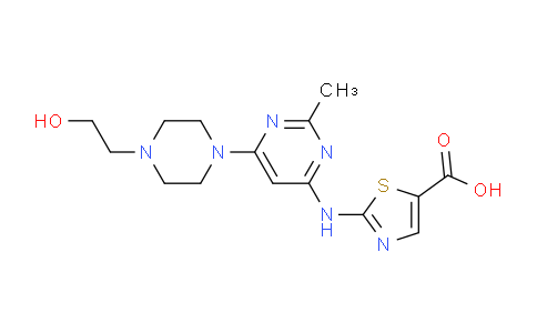 CAS No. 1245157-42-9, 2-[[6-[4-(2-Hydroxyethyl)-1-piperazinyl]-2-methyl-4-pyrimidinyl]amino]-5-thiazolecarboxylic acid