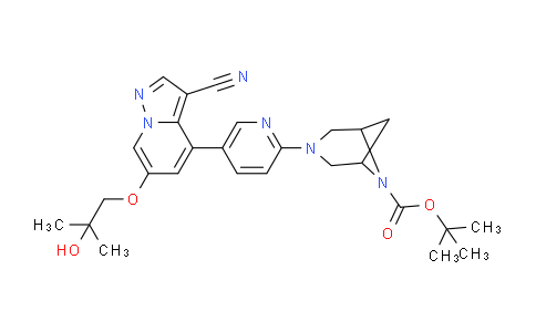 CAS No. 2222755-94-2, 3,6-Diazabicyclo[3.1.1]heptane-6-carboxylic acid, 3-[5-[3-cyano-6-(2-hydroxy-2-methylpropoxy)pyrazolo[1,5-a]pyridin-4-yl]-2-pyridinyl]-, 1,1-dimethylethyl ester