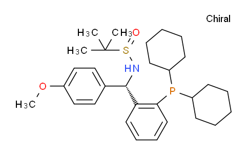 2891776-25-1 | (R)-N-((S)-(2-(Dicyclohexylphosphanyl)phenyl)(4-methoxyphenyl)methyl)-2-methylpropane-2-sulfinamide