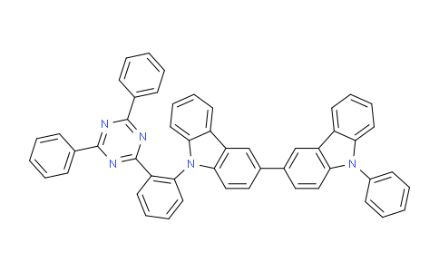 CAS No. 1613454-65-1, 3,3'-Bi-9H-carbazole, 9-[2-(4,6-diphenyl-1,3,5-triazin-2-yl)phenyl]-9'-phenyl-
