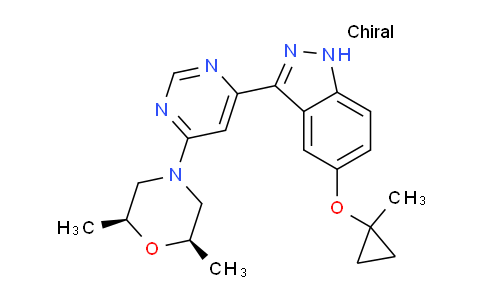 MCA38449 | 1627091-47-7 | rel-(2S,6R)-2,6-ジメチル-4-(6-(5-(1-メチルシクロプロポキシ)-1H-インダゾール-3-イル)ピリミジン-4-イル)モルホリン