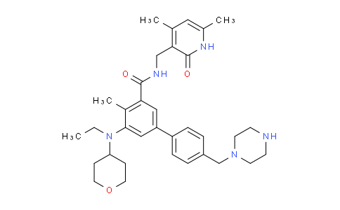 1403255-41-3 | N-((4,6-Dimethyl-2-oxo-1,2-dihydropyridin-3-yl)methyl)-5-(ethyl(tetrahydro-2H-pyran-4-yl)amino)-4-methyl-4'-(piperazin-1-ylmethyl)-[1,1'-biphenyl]-3-carboxamide