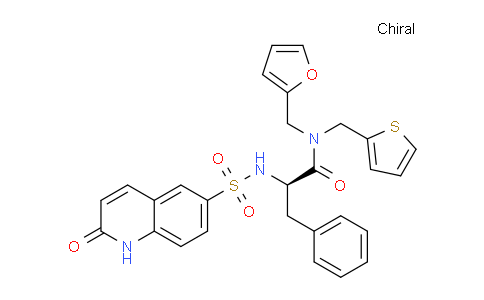 DYD56636 | 1681056-62-1 | (2R)-N-(furan-2-ylmethyl)-2-[(2-oxo-1H-quinolin-6-yl)sulfonylamino]-3-phenyl-N-(thiophen-2-ylmethyl)propanamide