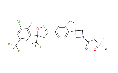 MCF61495 | 2654696-62-3 | Ethanone, 1-[5'-[5-[3-chloro-2-fluoro-5-(trifluoromethyl)phenyl]-4,5-dihydro-5-(trifluoromethyl)-3-isoxazolyl]spiro[azetidine-3,1'(3'H)-isobenzofuran]-1-yl]-2-(methylsulfonyl)-