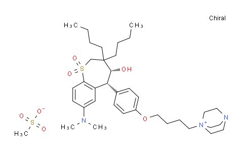DYG60525 | 289037-67-8 | 1-[4-[4-[3,3-Dibutyl-7-(dimethylamino)-4(R)-hydroxy-1,1-dioxido-2,3,4,5-tetrahydro-1-benzothiepin-5(R)-yl]phenoxy]butyl]-4-aza-1-azoniabicyclo[2.2.2]octane methanesulfonate