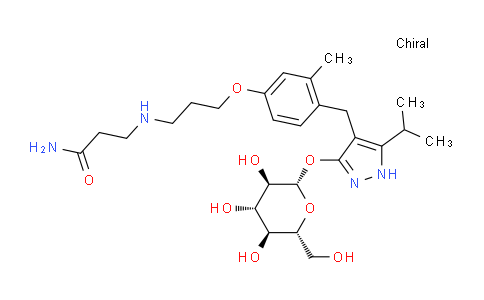 DYM54943 | 666842-36-0 | 3-[3-[3-Methyl-4-[[5-propan-2-yl-3-[(2S,3R,4S,5S,6R)-3,4,5-trihydroxy-6-(hydroxymethyl)oxan-2-yl]oxy-1H-pyrazol-4-yl]methyl]phenoxy]propylamino]propanamide