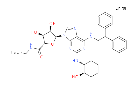 167297-58-7 | β-D-呋喃核糖脲酰胺，1-脱氧-1-[6-[(2,2-二苯乙基)氨基]-2-[(2-羟基环己基)氨基]-9H-嘌呤-9-基]-N-乙基-，(1S-反式)-(9CI)