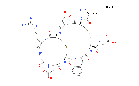 CAS No. 332179-76-7, 2,2'-((1R,4S,7R,12R,15S,18R,21S,27S)-7-((S)-2-アミノプロパンアミド)-15-ベンジル-12-((カルボキシメチル)カルバモイル)-27-(3-グアニジノプロピル)-3,6,14,17,20,23,26,29-オクタオキソ-9,10,31,32-テトラチア-2,5,13,16,19,22,25,28-オクタアザビシクロ[16.11.4]トリトリアコンタン-4,21-ジイル)二酢酸