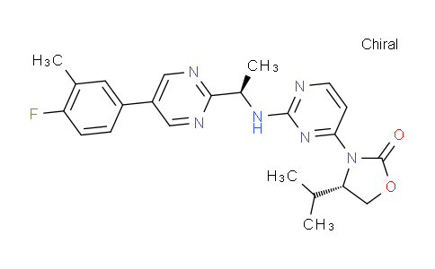 MCT60317 | 1429179-08-7 | 2-Oxazolidinone, 3-[2-[[(1R)-1-[5-(4-fluoro-3-methylphenyl)-2-pyrimidinyl]ethyl]amino]-4-pyrimidinyl]-4-(1-methylethyl)-, (4S)-