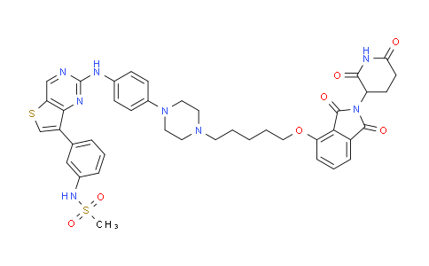2769753-47-9 | N-[3-[2-[4-[4-[5-[2-(2,6-二氧代哌啶-3-基)-1,3-二氧代异吲哚-4-基]氧戊基]哌嗪-1-基]苯胺基]噻吩并[3,2-d]嘧啶-7-基]苯基]甲磺酰胺
