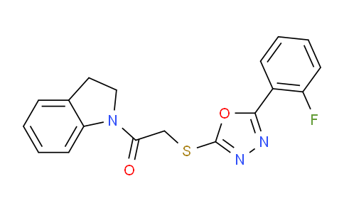 571904-77-3 | 1-(2,3-dihydro-1H-indol-1-yl)-2-{5-(2-fluorophenyl)-1,3,4-oxadiazol-2-ylsulfanyl}ethan-1-one