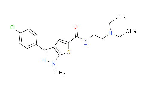 CAS No. 902561-80-2, 1H-Thieno[2,3-c]pyrazole-5-carboxamide, 3-(4-chlorophenyl)-N-[2-(diethylamino)ethyl]-1-methyl-