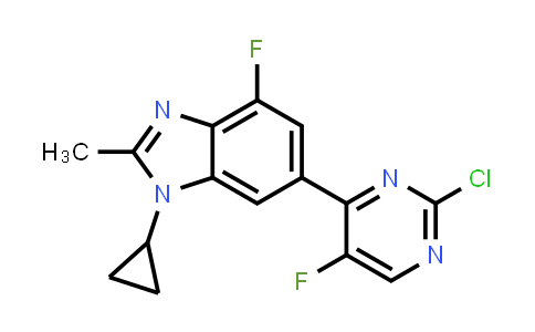 CAS No. 1231930-43-0, 6-(2-Chloro-5-fluoropyrimidin-4-yl)-1-cyclopropyl-4-fluoro-2-methyl-1H-benzo[d]imidazole