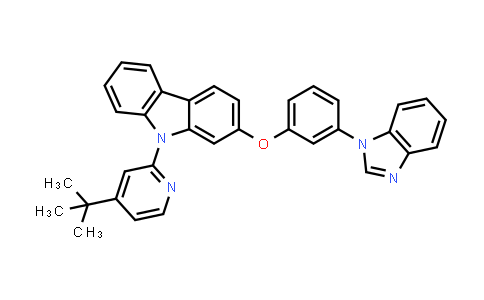 CAS No. 2264042-89-7, 2-(3-(1H-Benzo[d]imidazol-1-yl)phenoxy)-9-(4-(tert-butyl)pyridin-2-yl)-9H-carbazole