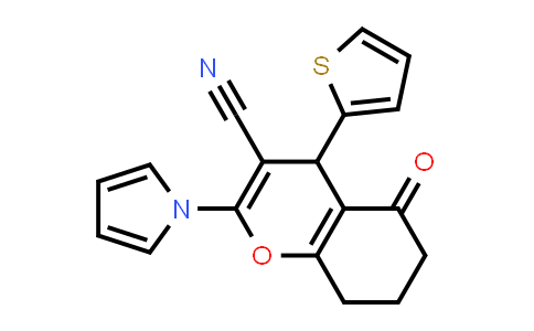 MC829783 | 477854-13-0 | 5-Oxo-2-(1H-pyrrol-1-yl)-4-(thiophen-2-yl)-5,6,7,8-tetrahydro-4H-chromene-3-carbonitrile