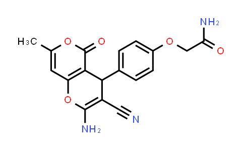 487008-97-9 | 2-(4-(2-Amino-3-cyano-7-methyl-5-oxo-4H,5H-pyrano[4,3-b]pyran-4-yl)phenoxy)acetamide