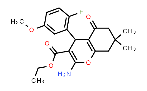 DY829825 | 445266-56-8 | 2-氨基-4-(2-氟-5-甲氧基苯基)-7,7-二甲基-5-氧代-5,6,7,8-四氢-4H-色烯-3-羧酸乙酯