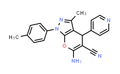 MC829856 | 340812-72-8 | 6-Amino-3-methyl-4-(pyridin-4-yl)-1-(p-tolyl)-1,4-dihydropyrano[2,3-c]pyrazole-5-carbonitrile
