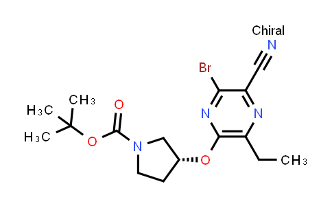 CAS No. 2444046-02-8, (R)-3-((6-溴-5-氰基-3-乙基吡嗪-2-基)氧基)吡咯烷-1-甲酸叔丁酯