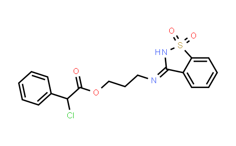 356088-58-9 | 3-((1,1-Dioxidobenzo[d]isothiazol-3(2H)-ylidene)amino)propyl 2-chloro-2-phenylacetate