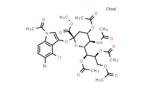CAS No. 153248-53-4, (1S,2S)-1-((2R,3R,4S,6S)-3-acetamido-4-acetoxy-6-((1-acetyl-5-bromo-4-chloro-1H-indol-3-yl)oxy)-6-(methoxycarbonyl)tetrahydro-2H-pyran-2-yl)propane-1,2,3-triyl triacetate