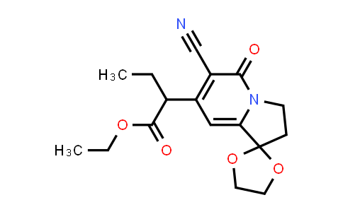 CAS No. 58610-66-5, Ethyl 2-(6-cyano-5-oxo-2,3-dihydro-5H-spiro[indolizine-1,2'-[1,3]dioxolan]-7-yl)butanoate