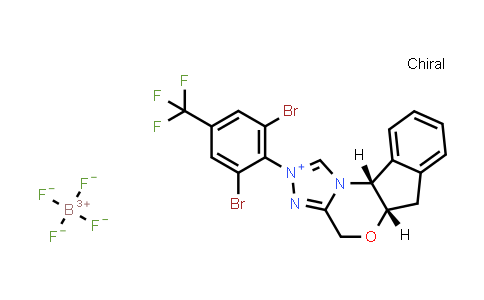 MC836182 | 2815418-78-9 | rel-(5aR,10bS)-5a,10b-Dihydro-2-((2,6-dibromo-4-trifluoromethyl)phenyl)-4H,6H-indeno[2,1-b][1,2,4]triazolo[4,3-d][1,4]oxazinium (tetrafluoroborate)