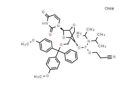 206055-76-7 | (1R,3R,4R,7S)-1-((双(4-甲氧基苯基)(苯基)甲氧基)甲基)-3-(2,4-二氧基-3,4-双嘧啶-1(2H)-基)-2,5-二氧杂环[2.2.1]庚烷-7-基(2-氰基乙基)二异丙基磷酰胺