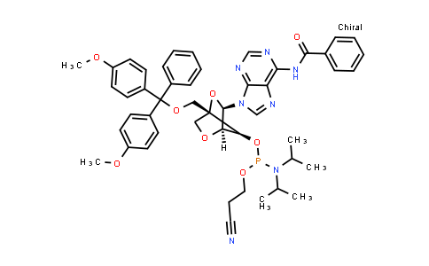 206055-79-0 | (1R,3R,4R,7S)-3-(6-苯甲酰胺-9H-嘌呤-9-基)-1-((双(4-甲氧基苯基)(苯基)甲氧基)甲基)-2,5-二氧杂双环[2.2.1]庚烷-7-基 (2-氰乙基) 二异丙基亚磷酰胺