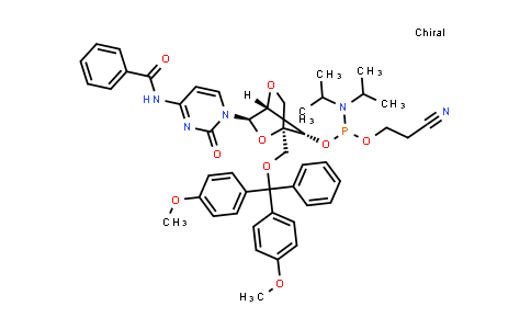 MC839619 | 206055-78-9 | (1R,3R,4R,7S)-3-(4-苯甲酰胺基-2-氧代嘧啶-1(2H)-基)-1-((双(4-甲氧基苯基)(苯基)甲氧基)甲基)-2,5-二氧杂环[2.2.1]庚烷-7-基(2-氰基乙基)二异丙基磷酰胺