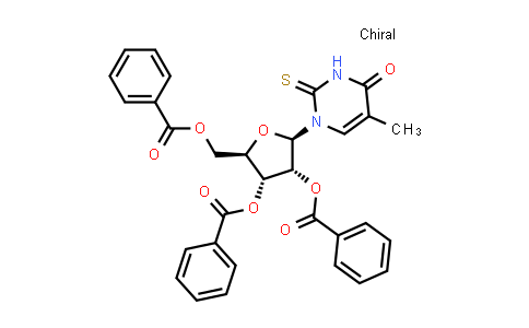 MC839704 | 75921-08-3 | (2R,3R,4R,5R)-2-((Benzoyloxy)methyl)-5-(5-methyl-4-oxo-2-thioxo-3,4-dihydropyrimidin-1(2H)-yl)tetrahydrofuran-3,4-diyl dibenzoate