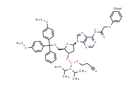 110543-74-3 | (2R,3S,5R)-2-((双(4-甲氧基苯基)(苯基)甲氧基)甲基)-5-(6-(2-苯氧基乙酰胺基)-9H-嘌呤-9-基)四氢呋喃-3-基 (2-氰基乙基) 二异丙基亚磷酰胺