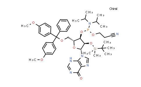 DY839724 | 261518-12-1 | (2R,3R,4R,5R)-2-((Bis(4-methoxyphenyl)(phenyl)methoxy)methyl)-4-((tert-butyldimethylsilyl)oxy)-5-(6-oxo-3,6-dihydro-9H-purin-9-yl)tetrahydrofuran-3-yl (2-cyanoethyl) diisopropylphosphoramidite