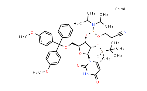 MC839727 | 144490-31-3 | (2S,3S,4S,5S)-2-((Bis(4-methoxyphenyl)(phenyl)methoxy)methyl)-4-((tert-butyldimethylsilyl)oxy)-5-(2,4-dioxo-3,4-dihydropyrimidin-1(2H)-yl)tetrahydrofuran-3-yl (2-cyanoethyl) diisopropylphosphoramidite