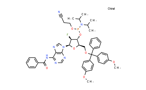 DY839732 | 329187-86-2 | (2R,3R,4S,5R)-5-(6-苯甲酰氨基-9H-嘌呤-9-基)-2-((双(4-甲氧基苯基)(苯基)甲氧基)甲基)-4-氟四氢呋喃-3-基 (2-氰基乙基)二异丙基亚磷酰胺