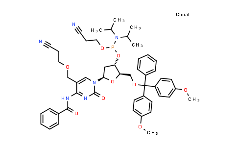 DY839738 | 188411-06-5 | (2R,3S,5R)-5-(4-苯甲酰氨基-5-((2-氰基乙氧基)甲基)-2-氧代嘧啶-1(2H)-基)-2-((双(4-甲氧基苯基)(苯基)甲氧基)甲基)四氢呋喃-3-基(2-氰基乙基)二异丙基磷酰胺