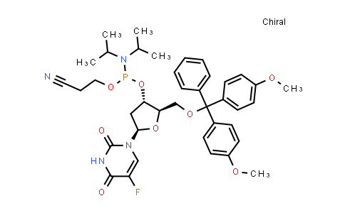DY839742 | 142246-63-7 | (2R,3S,5R)-2-((Bis(4-methoxyphenyl)(phenyl)methoxy)methyl)-5-(5-fluoro-2,4-dioxo-3,4-dihydropyrimidin-1(2H)-yl)tetrahydrofuran-3-yl (2-cyanoethyl) diisopropylphosphoramidite