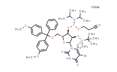 DY839744 | 166733-98-8 | (2R,3R,4R,5R)-2-((双(4-甲氧基苯基)(苯基)甲氧基)甲基)-5-(5-溴-2,4-二氧代-3,4-二氢嘧啶-1(2H)-基)-4-((叔丁基二甲基硅氧)四氢呋喃-3-基(2-氰基乙基)二异丙基亚磷酰胺