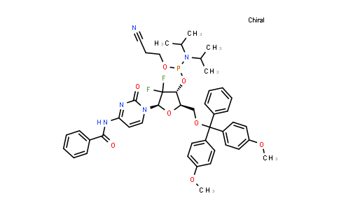 DY839746 | 142808-44-4 | (2R,3R,5R)-5-(4-苯甲酰胺基-2-氧代嘧啶-1(2H)-基)-2-((双(4-甲氧基苯基)(苯基)甲氧基)甲基)-4,4-二氟四氢呋喃 -3-基 (2-氰基乙基)二异丙基亚磷酰胺