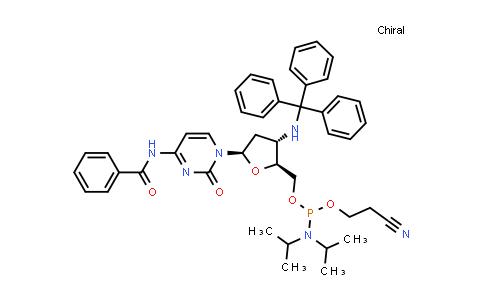 DY839779 | 195375-65-6 | ((2S,3S,5R)-5-(4-Benzamido-2-oxopyrimidin-1(2H)-yl)-3-(tritylamino)tetrahydrofuran-2-yl)methyl (2-cyanoethyl) diisopropylphosphoramidite