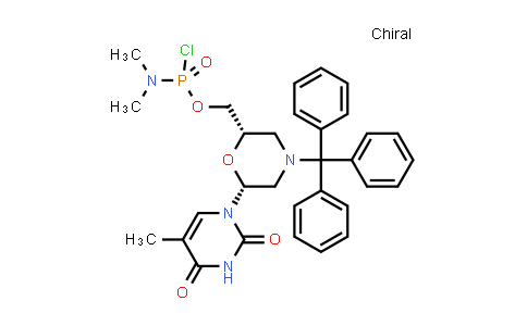 MC839782 | 956139-30-3 | ((2S,6R)-6-(5-methyl-2,4-dioxo-3,4-dihydropyrimidin-1(2H)-yl)-4-tritylmorpholin-2-yl)methyl dimethylphosphoramidochloridate