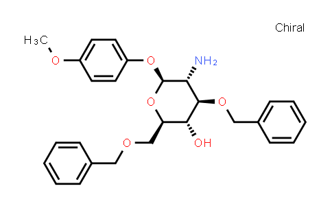 CAS No. 1272755-07-3, (2R,3S,4R,5R,6S)-5-アミノ-4-(ベンジルオキシ)-2-((ベンジルオキシ)メチル)-6-(4-メトキシフェノキシ)テトラヒドロ-2H-ピラン-3-オール
